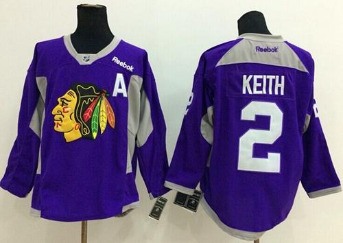 Blackhawks #2 Duncan Keith Purple Hockey Fights Cancer Stitched NHL Jersey