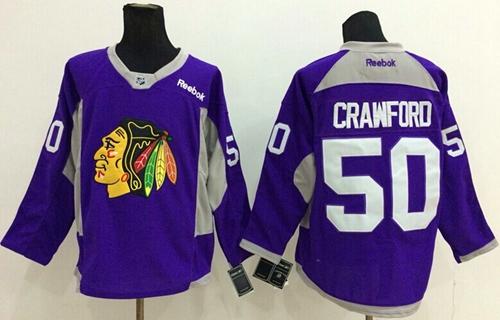 Blackhawks #50 Corey Crawford Purple Hockey Fights Cancer Stitched NHL Jersey