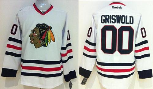Blackhawks #00 Clark Griswold White Stitched NHL Jersey