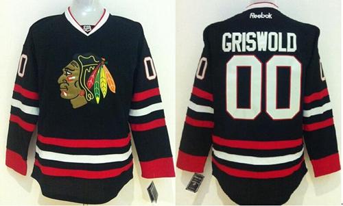 Blackhawks #00 Clark Griswold Black Stitched NHL Jersey
