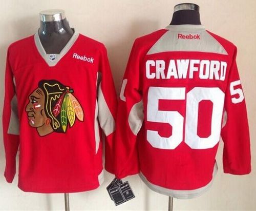 Blackhawks #50 Corey Crawford Red Practice Stitched NHL Jersey