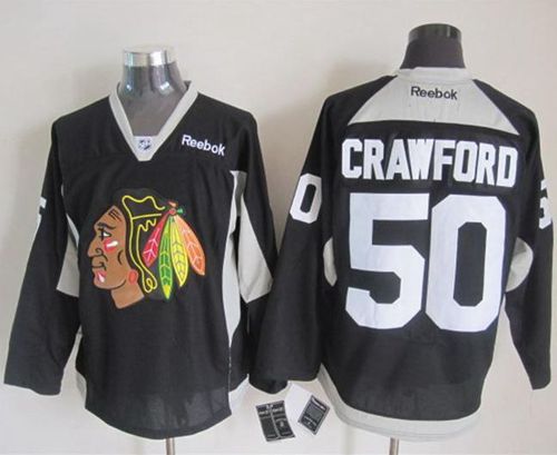 Blackhawks #50 Corey Crawford Black Practice Stitched NHL Jersey
