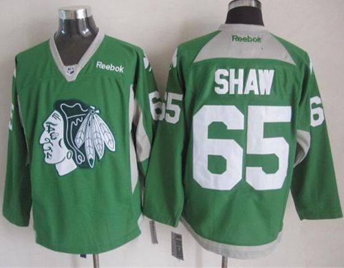 Blackhawks #65 Andrew Shaw Green Practice Stitched NHL Jersey