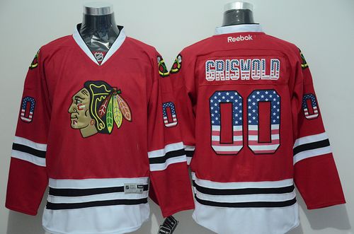 Blackhawks #00 Clark Griswold Red USA Flag Fashion Stitched NHL Jersey