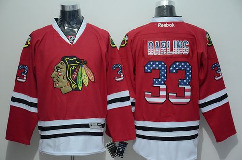 Blackhawks #33 Scott Darling Red USA Flag Fashion Stitched NHL Jersey