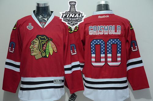 Blackhawks #00 Clark Griswold Red USA Flag Fashion 2015 Stanley Cup Stitched NHL Jersey