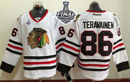 Blackhawks #86 Teuvo Teravainen White 2015 Stanley Cup Stitched NHL Jersey