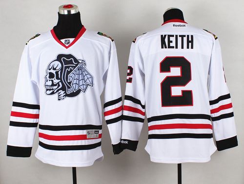 Blackhawks #2 Duncan Keith White(White Skull) Stitched NHL Jersey
