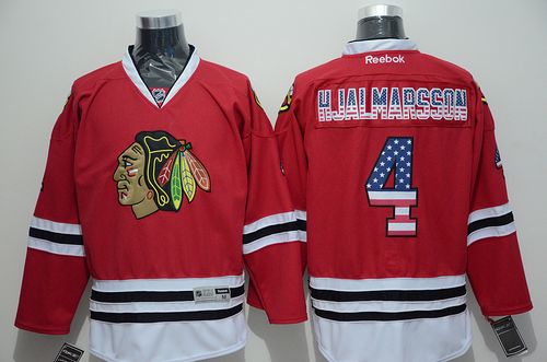 Blackhawks #4 Niklas Hjalmarsson Red USA Flag Fashion Stitched NHL Jersey