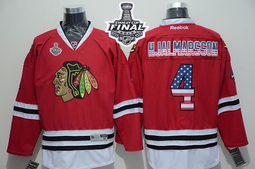 Blackhawks #4 Niklas Hjalmarsson Red USA Flag Fashion 2015 Stanley Cup Stitched NHL Jersey