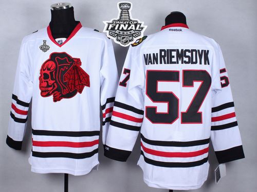 Blackhawks #57 Trevor Van Riemsdyk White(Red Skull) 2015 Stanley Cup Stitched NHL Jersey