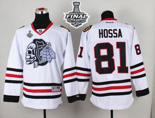 Blackhawks #81 Marian Hossa White(White Skull) 2015 Stanley Cup Stitched NHL Jersey