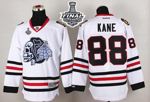 Blackhawks #88 Patrick Kane White(White Skull) 2015 Stanley Cup Stitched NHL Jersey