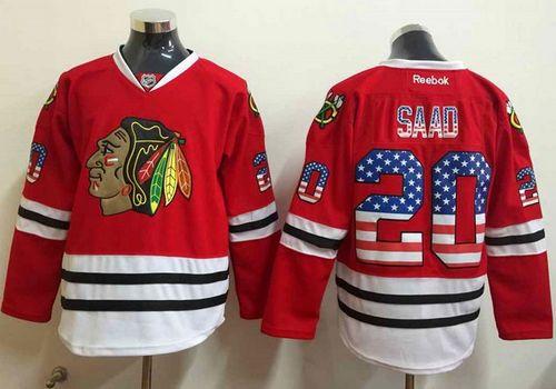 Blackhawks #20 Brandon Saad Red USA Flag Fashion Stitched NHL Jersey