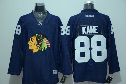 Blackhawks #88 Patrick Kane Navy Blue Denim Stitched NHL Jersey