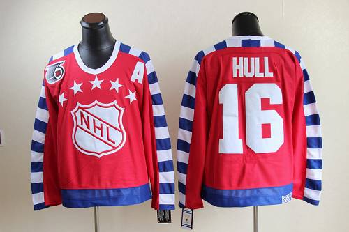 Blues #16 Brett Hull Red All Star CCM Throwback 75TH Stitched NHL Jersey