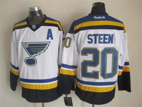 Blues #20 Alexander Steen White New Road Stitched NHL Jersey