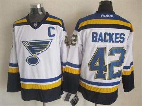 Blues #42 David Backes White New Road Stitched NHL Jersey