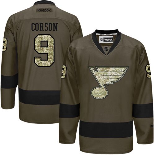 Blues #9 Shayne Corson Green Salute to Service Stitched NHL Jersey
