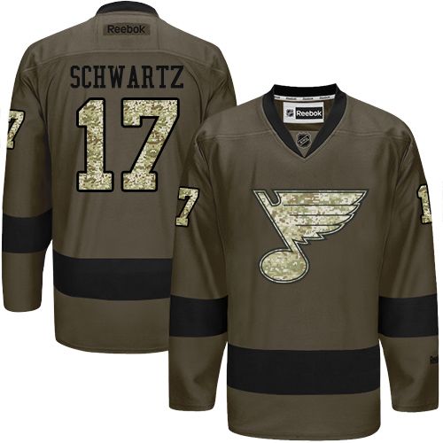 Blues #17 Jaden Schwartz Green Salute to Service Stitched NHL Jersey