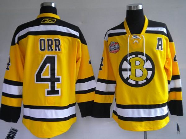 Bruins #4 Bobby Orr Stitched Winter Classic Yellow NHL Jersey