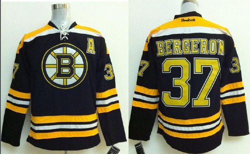Bruins #37 Patrice Bergeron Stitched Black NHL Jersey