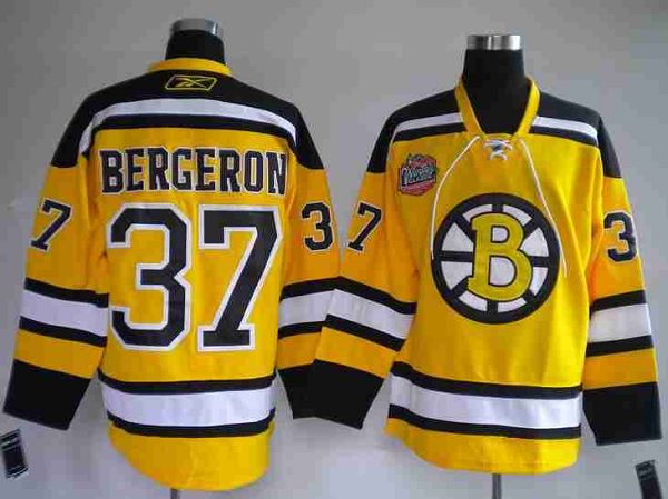 Bruins #37 Patrice Bergeron Stitched Winter Classic Yellow NHL Jersey