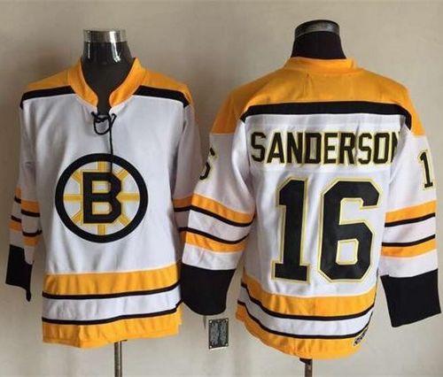 Bruins #16 Derek Sanderson White CCM Throwback Stitched NHL Jersey