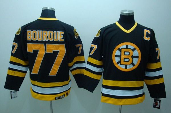 Bruins #77 Ray Bourque Stitched CCM Throwback Black NHL Jersey