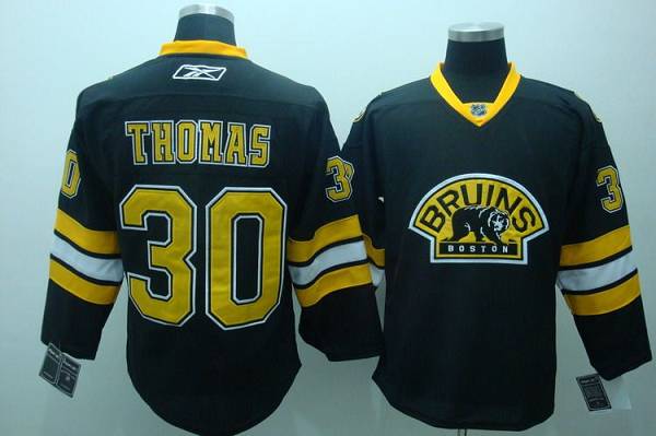 Bruins #30 Tim Thomas Stitched Black Third NHL Jersey