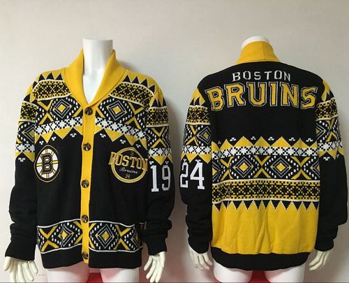Men's Boston Bruins Black Ugly Sweater Cardigan