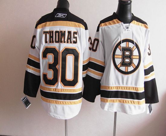 Bruins #30 Tim Thomas White Stitched NHL Jersey