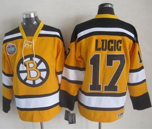 Bruins #17 Milan Lucic Yellow Winter Classic CCM Throwback Stitched NHL Jersey