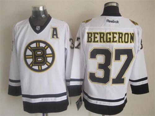 Bruins #37 Patrice Bergeron White Fashion Stitched NHL Jersey
