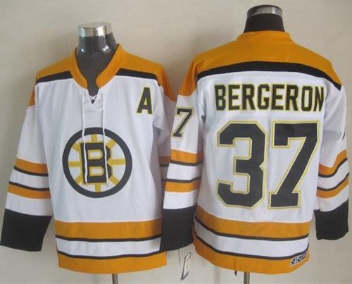 Bruins #37 Patrice Bergeron White CCM Throwback Stitched NHL Jersey