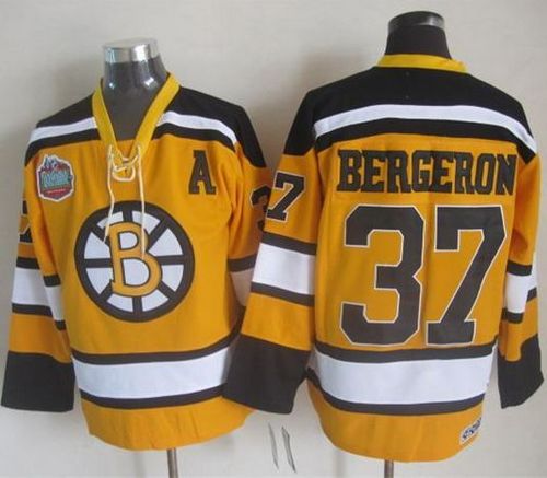 Bruins #37 Patrice Bergeron Yellow Winter Classic CCM Throwback Stitched NHL Jersey