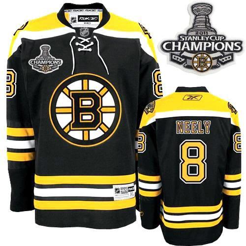 Bruins 2011 Stanley Cup Champions Patch #8 Cam Neely Black Stitched NHL Jersey
