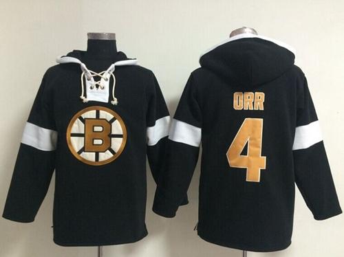 Bruins #4 Bobby Orr Black NHL Pullover Hoodie