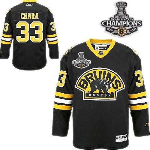 Bruins 2011 Stanley Cup Champions Patch #33 Zdeno Chara Black Third Stitched NHL Jersey