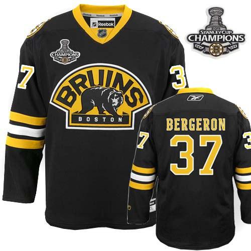 Bruins 2011 Stanley Cup Champions Patch #37 Patrice Bergeron Black Third Stitched NHL Jersey