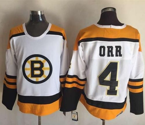 Bruins #4 Bobby Orr Yellow/White CCM Throwback Stitched NHL Jersey