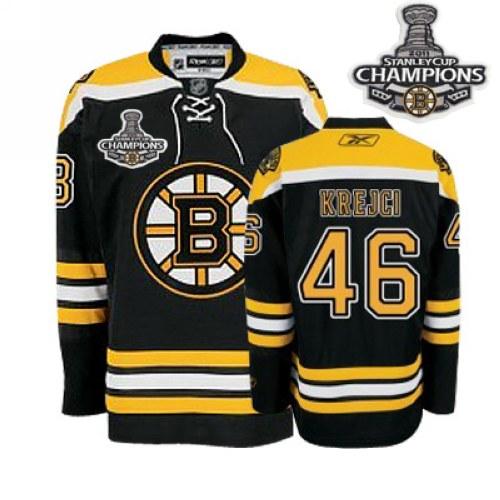 Bruins 2011 Stanley Cup Champions Patch #46 David Krejci Black Stitched NHL Jersey