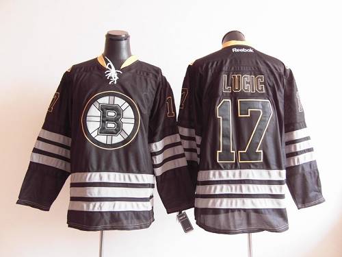 Bruins #17 Milan Lucic Black Ice Stitched NHL Jersey