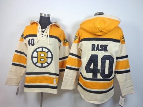 Bruins #40 Tuukka Rask Cream Sawyer Hooded Sweatshirt Stitched NHL Jersey