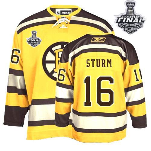 Bruins Stanley Cup Finals Patch #16 Marco Sturm Stitched Winter Classic Yellow NHL Jersey