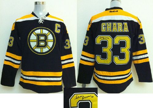 Bruins #33 Zdeno Chara Black Autographed Stitched NHL Jersey