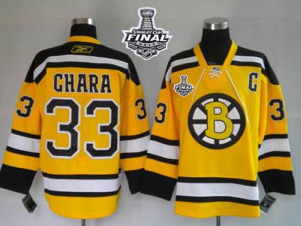 Bruins Stanley Cup Finals Patch #33 Zdeno Chara Stitched Winter Classic Yellow NHL Jersey