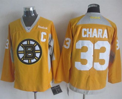 Bruins #33 Zdeno Chara Yellow Practice Stitched NHL Jersey