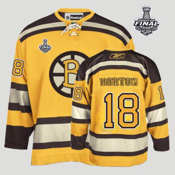 Bruins Stanley Cup Finals Patch Chris Horton #18 Stitched Yellow Winter Classic NHL Jersey