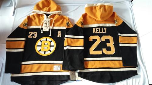 Bruins #23 Chris Kelly Black Sawyer Hooded Sweatshirt Stitched NHL Jersey